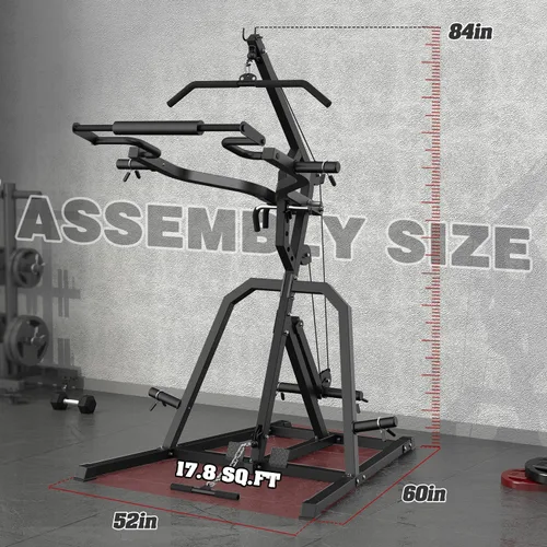 Miniatura 3 de DONOW Rack de Potencia con Palanca para Gimnasio, Rack para Sentadillas, Gimnasio con Palanca con Sistema LAT de Remo Bajo, Sistema de Gimnasio Negro