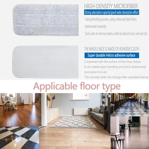 Miniatura 7 de Almohadillas de microfibra de 18 pulgadas, paquete de 6 cabezales de repuesto para mopas de microfibra para mopas húmedas y secas, almohadillas