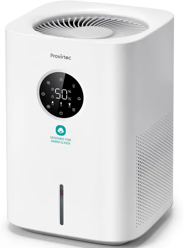 Provirtec Humidificador evaporativo Pro Baby para dormitorio, sin niebla y sin polvo blanco, sin BPA y 16 dB, sueño silencioso para niños, 3 modos
