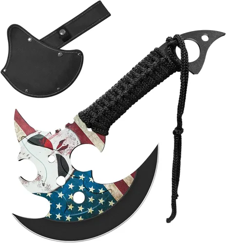 Hacha de campamento para exteriores de 13 pulgadas, hacha multifuncional con patrón de mano absorbente de golpes, fogatas de alpinismo, autodefensa,