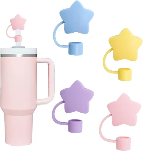 Miniatura 12 de 6 fundas de popote compatibles con vasos Stanley de 40/30 onzas, reutilizables y bonitos protectores de tapas de silicona para popotes Stanleys