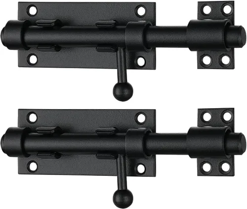Miniatura 10 de JQK Pestillo de puerta de perno deslizante negro, 6.3 pulgadas (grosor 0.094 in) Perno de barril de acero inoxidable 304 resistente con orificio