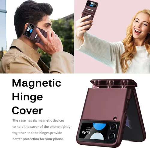 Miniatura 4 de Miimall Funda compatible con Samsung Galaxy Z Flip 4 con S Pen, protección magnética de bisagra todo incluido + protector de pantalla de vidrio