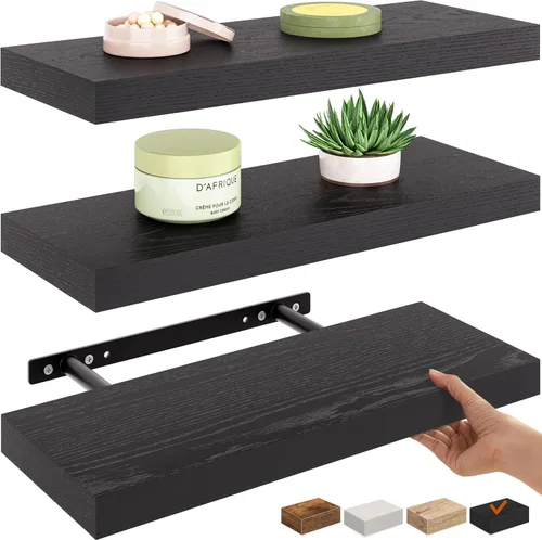 Miniatura 47 de Ballucci Estantes flotantes, juego de 2 estantes de pared de madera de 24 pulgadas, con soportes invisibles para baño, sala de estar, dormitorio