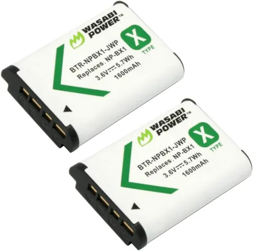 Wasabi Power Batería NP-BX1 (paquete de 2) para Sony NP-BX1/M8, ZV-1, ZV-1 II, Cyber-Shot DSC-HX95, HX99, HX350, RX1, RX1R II, RX100