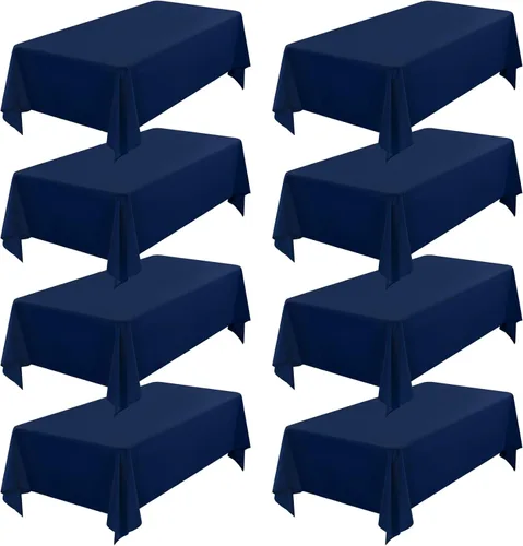 Miniatura 21 de Showgeous Paquete de 4 manteles rectangulares de poliéster de 60 x 102 pulgadas, resistentes a las arrugas, lavables, para bodas, mesas de comedor