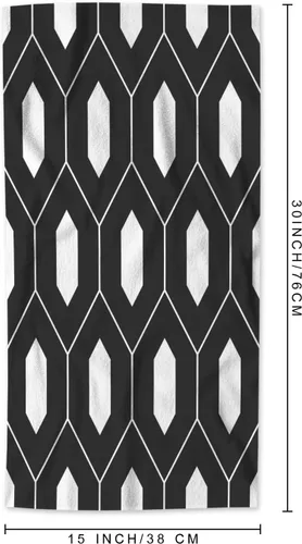 Miniatura 5 de AOYEGO Toallas geométricas de mosaico hexagonal blanco y negro, rompecabezas, rayas de diamante, abeja, baño, cocina, toallas de mano para playa