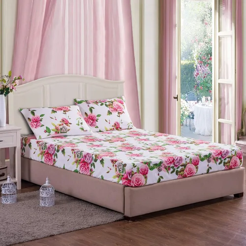 Miniatura 8 de DaDalogy Bedding - Juego de cama floral de 14 piezas en una bolsa, diseño de rosas románticas, juego de sábanas bajeras y encimeras con funda