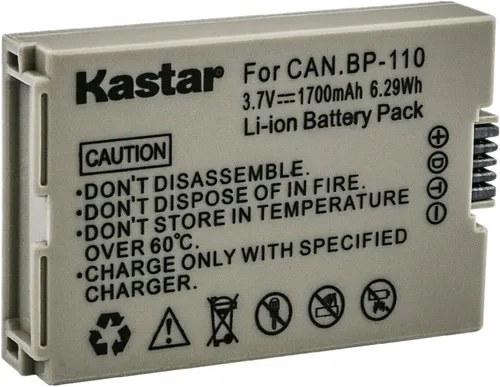 Kastar Paquete de 1 batería BP-110 de 3.7 V 1700 mAh de repuesto para Canon VIXIA HF R20 HFR20, VIXIA HF R20 Rojo, VIXIA HF R20 Silver, VIXIA HF