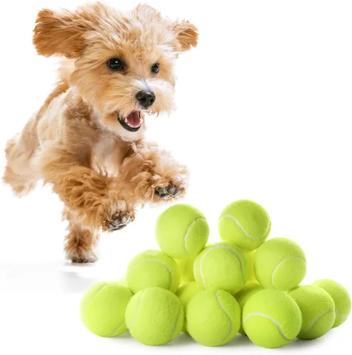 12 pelotas de tenis pequeñas para perros | Juguetes de buscar de 2 pulgadas para tus cachorros más pequeños | No abrasivos para bocas más pequeñas |