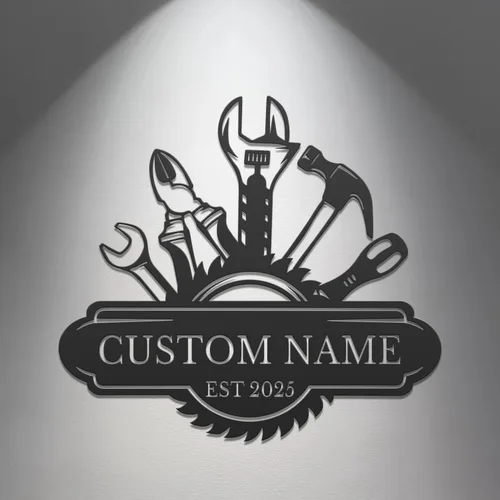 Miniatura 11 de Letrero de metal personalizado para garaje, arte de pared de taller personalizado, decoración mecánica para hombres, día del padre para los amantes