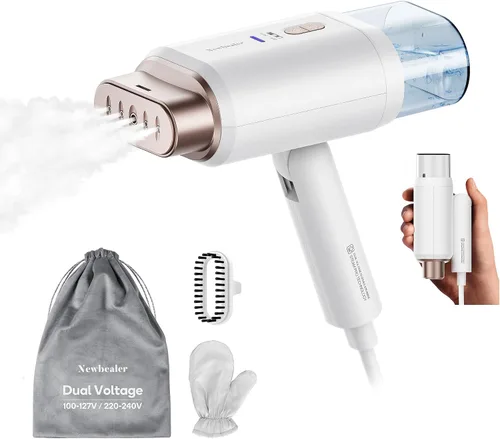 Miniatura 11 de Newbealer Pro Business Travel Steamer, 1200 W de doble voltaje, 6.1 fl oz (marrón) Foldable & 20s Fast Heat, 360° Anti-Spill Garment Steamer