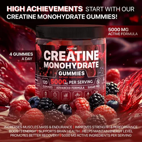 Miniatura 2 de Gomitas de monohidrato de creatina de 5000 mg - Creatina vegana sin azúcar para hombres y mujeres - Monohidrato de creatina masticable con sabor a