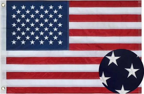 Miniatura 7 de Bandera de Estados Unidos plisada para exteriores, de 2 x 4 pies, bandera bordada con estrellas en Estados Unidos, de nailon Oxford para patriótica