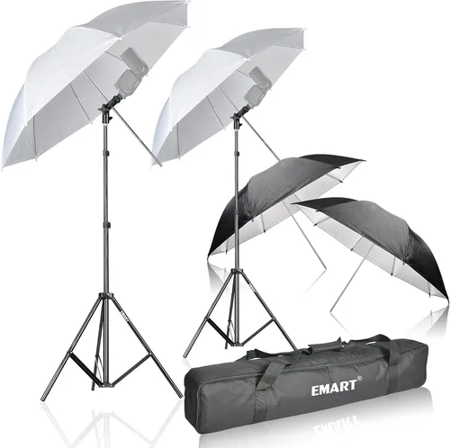 EMART Paraguas reflectante de fotografía de 33 pulgadas, accesorios fotográficos para cámara de estudio con soporte de luz ajustable, difusor de