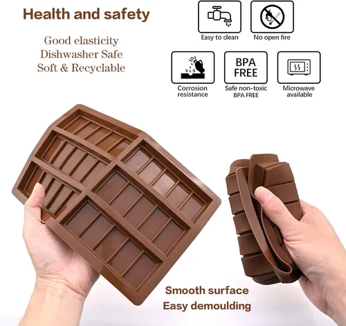 Miniatura 4 de Moldes de silicona para derretir cera de silicona, molde rectangular de barra de chocolate para velas de cera sin mecha, moldes de chocolate