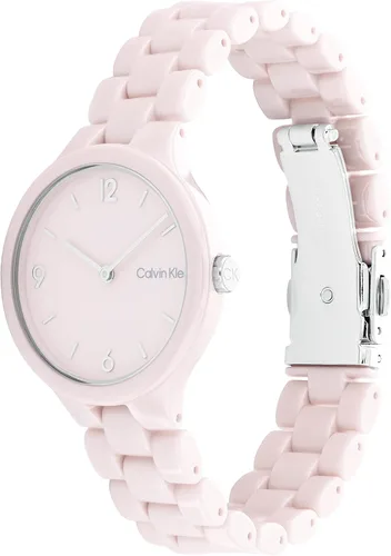 Miniatura 2 de Calvin Klein Reloj de pulsera de cuarzo de cerámica y eslabones para mujer color rubor Modelo 25200077 Blush Reloj de cuarzo