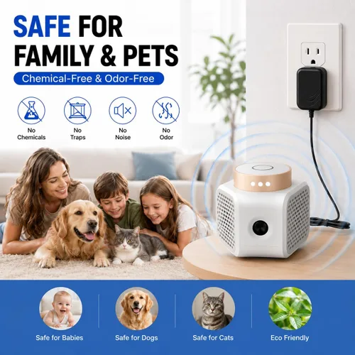 Miniatura 4 de Repelente ultrasónico de plagas para interiores, control de murciélagos de roedores de ratón, 4 modos Helps repel mice and rodents suitable for