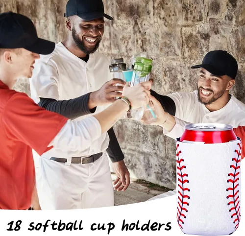 Miniatura 7 de 18 fundas plegables para enfriar latas de béisbol Insulated Neoprene, Beer Drink Beverage Can Bottle Cooler Sleeves, Sports Birthday Party