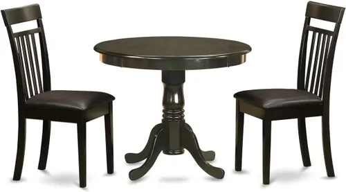 Miniatura 11 de East West Furniture AANCA5-MAH-W Juego de mesa de comedor de 5 piezas incluye una mesa de cocina redonda con pedestal y 4 sillas de comedor, 36 x 36
