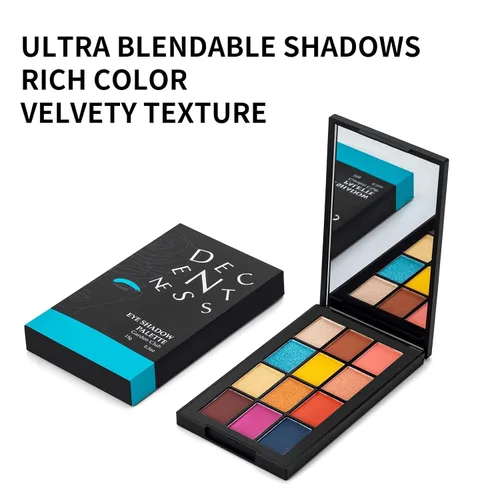 Miniatura 6 de DECENTNESS Paleta de sombras de ojos de 12 colores, tonos nude mate, pigmento brillante brillante, paleta de maquillaje profesional de larga Club