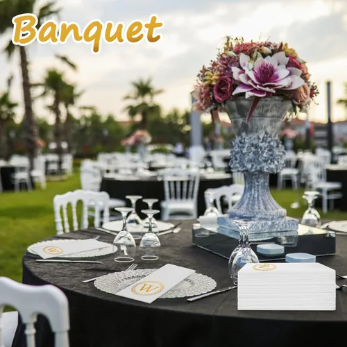Miniatura 7 de 100 servilletas desechables con monograma de oro, toallas de mano decorativas con letra W, servilletas de cena para invitados, toallas de mano