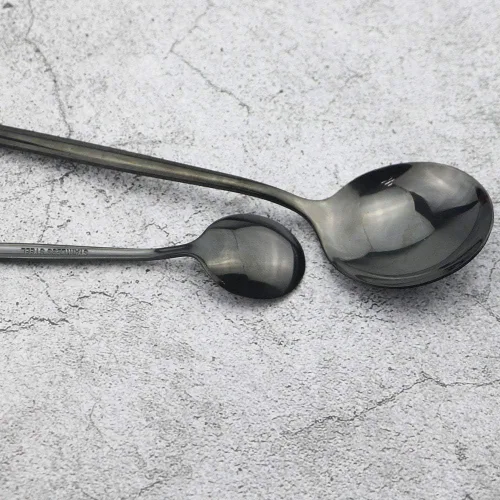 Miniatura 3 de JASHII Juego de cubiertos de acero inoxidable de 8 piezas, color negro pulido con espejo, cuchara de sopa para 8 personas, apto para lavavajillas
