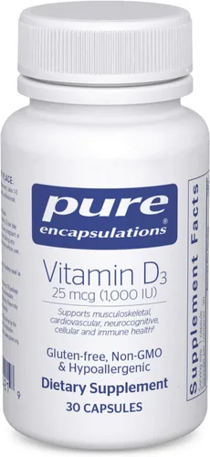 Miniatura 10 de Pure Encapsulations Vitamina D3 25 mcg (1,000 UI) - Suplemento para apoyar la salud ósea, articulación, mama, corazón, colon e inmune - con vitamina