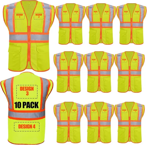 Miniatura 23 de Chalecos de seguridad con logotipo personalizado (S, M, L, XL, 2XL, 3XL, 4XL) Chalecos de seguridad reflectantes de alta visibilidad Clase 2