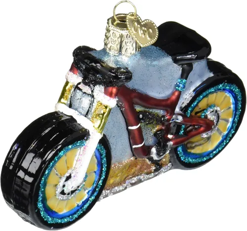 Miniatura 6 de Old World Christmas Cruiser Bike - Adorno de cristal soplado para árbol de Navidad, decoración navideña hecha a mano, colección deportiva