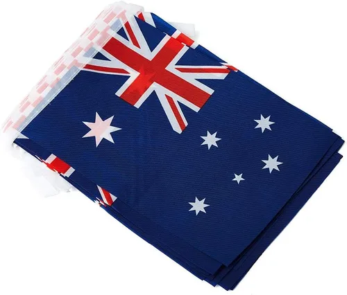 Miniatura 2 de Bandera de Australia, pequeña cadena de banderas australianas, mini banderas australianas, utilizada para fiestas, escuela, eventos deportivos