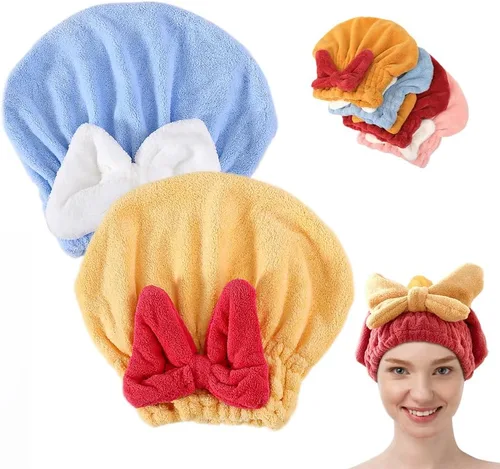 Miniatura 9 de 2 toallas absorbentes para el cabello húmedo, toalla de microfibra para el cabello para mujer, de secado rápido, toallas gruesas para el cabello
