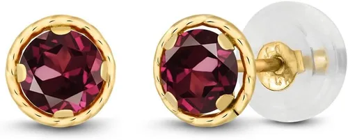 Miniatura 47 de Gem Stone King Aretes redondos de oro amarillo de 14 quilates con piedra natal Redondos de 0.157 in Aretes de oro para mujeres y hombres