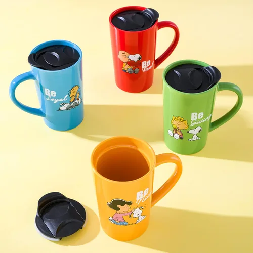 Miniatura 6 de Peanuts Snoopy Gentle Reminders - Juego de tazas de viaje de cerámica de 18 onzas con tapa, paquete de 4, colores surtidos, juego de tazas de café