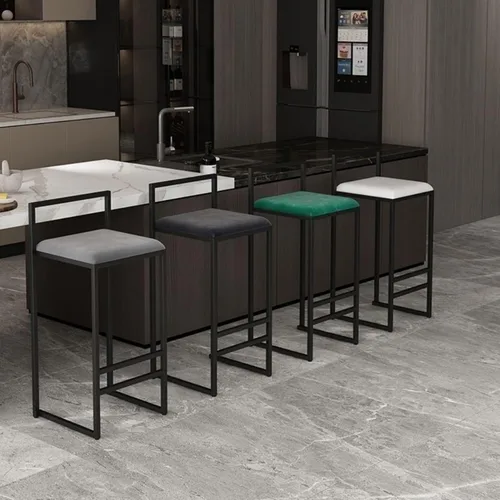 Miniatura 7 de Juego de 2 taburetes de bar de diseño industrial con estructura y respaldo de acero negro, altura ajustable, para cocina y comedor, elegantes sillas