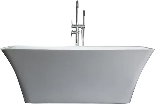 Vinter - Bañera de acrílico independiente de fondo plano (59 pulgadas), color blanco