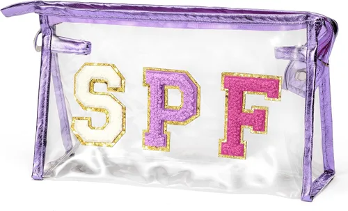 Miniatura 12 de Preppy Patch - Bolsa de cosméticos transparente para verano, bolsa de aseo universitaria, bolsa de maquillaje, bolsa de viaje, playa, para mujeres