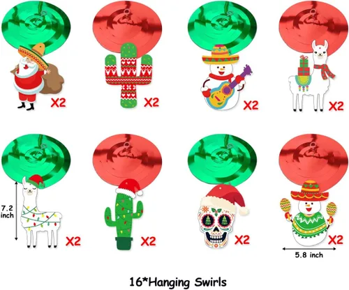 Miniatura 2 de Remolinos colgantes de Navidad mexicana, decoraciones de feliz Navidad para fiesta de Navidad mexicana, decoración del manto del hogar