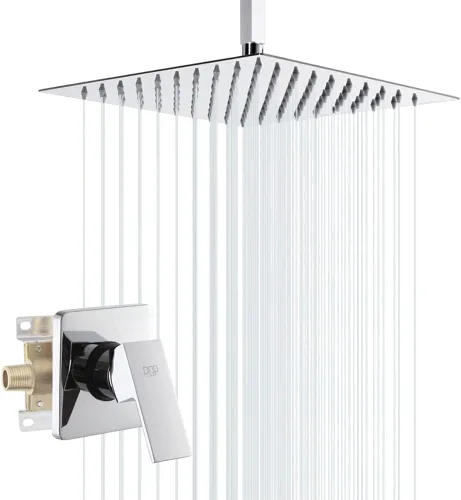 Miniatura 11 de Conjunto de llave de regadera color negro mate, sistema de regadera de lluvia para baño con cabezal de regadera de metal de acero inoxidable, kit