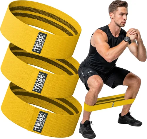 Miniatura 11 de Tribe Lifting Bandas de resistencia para entrenar – Paquete de 3 bandas de entrenamiento de tela para mujeres y hombres – Bandas de glúteos para Gris