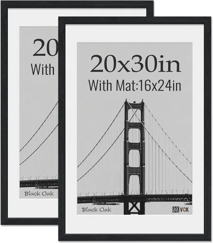 Miniatura 21 de VCK Portarretratos de 5 x 7, 2 unidades, grano de madera natural, roble negro y vidrio HD, para fotos de 4 x 6 con paspartú o 5 x 7 sin paspartú