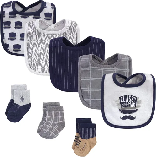 Miniatura 42 de Hudson Baby Conjunto de babero y calcetines unisex de algodón para bebé
