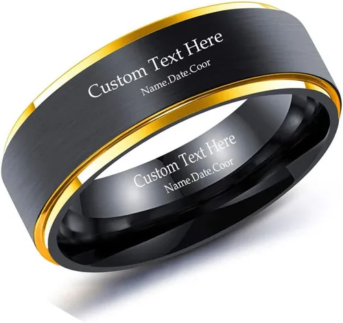 Miniatura 3 de Anillos a juego personalizados para parejas, anillos de promesa de acero inoxidable para parejas, juego con 2 anillos grabados dentro y fuera