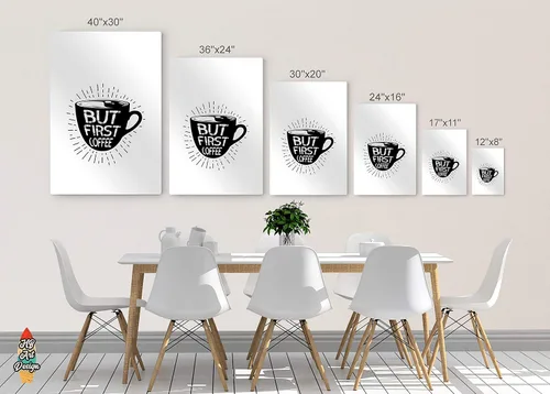 Miniatura 7 de HB Art Design But First Coffee - Taza con cita en blanco y negro con impresión de metal, arte de pared, decoración de cafetería, decoración de pared
