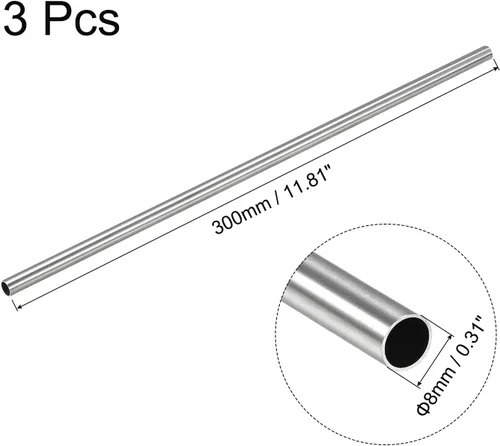 Miniatura 2 de uxcell Tubo de acero inoxidable 316, tubo de 0.315 in OD 0.020 in de espesor de pared 11.811 in de longitud 3 piezas