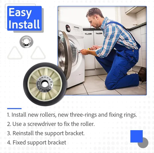 Miniatura 7 de Paquete de 4 rodillos de tambor de secadora 349241T repuesto para Whirlpool, Kenmore, Sears 3397590 AP3098345 349241 3397588 337089