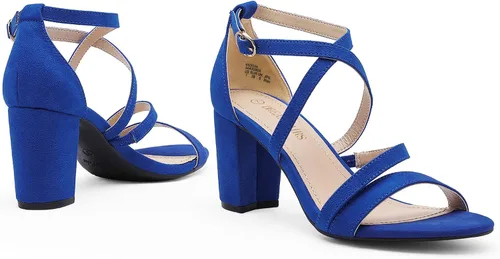 Miniatura 2 de DREAM PAIRS Sandalias de tacón bajo grueso con correa de tobillo para mujer