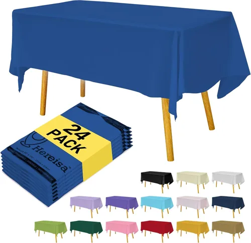 Miniatura 14 de Paquete de 3 manteles de plástico desechables de 54 x 108 pulgadas, manteles de color blanco hueso, manteles de fiesta nupcial para fiestas