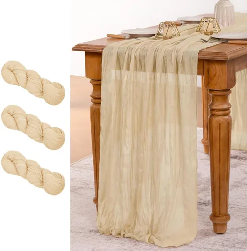Miniatura 32 de MLMW Paquete de 6 Caminos de Mesa de Estopilla Azul Polvoriento para Revelación de Género Boho Gasa Rústica de Tela de Queso Camino de Mesa 160 Azul