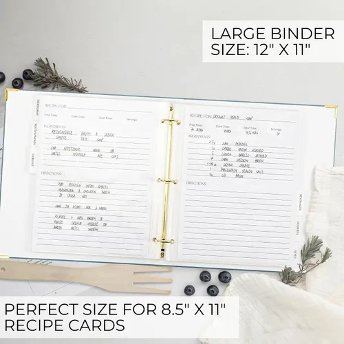 Miniatura 2 de Carpeta estética de recetas de 8.5 x 11 pulgadas con cubierta impermeable, el libro de recetas perfecto con fundas de plástico para escribir tus